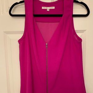 Hot pink sleeveless blouse with zipper accent